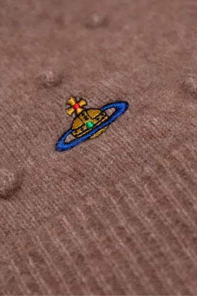 Vivienne Westwood Mens Blush Rubina Orb-embroidery Stretch-wool Blend Cardigan In Pink