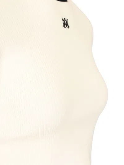 Amiri Crewneck Crop Top Contrast Trim In White