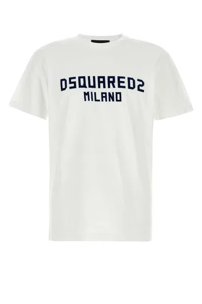 Dsquared2 White Crewneck T-shirt With Logo Lettering On The Front