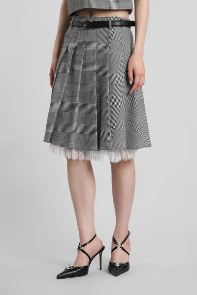 Self-portrait Prince Of Wales Check Pleated Midi Skirt In Gray
