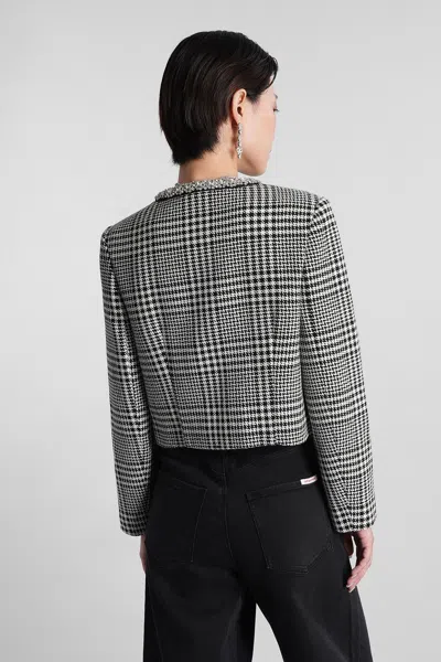Self-portrait Houndstooth Wool Blend Jacket In Black