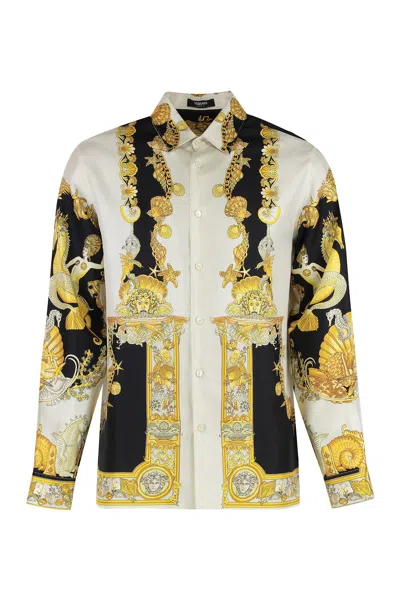 Versace Coral Theatre Print Bowling Shirt In Multi