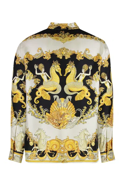 Versace Coral Theatre Print Bowling Shirt In Multi