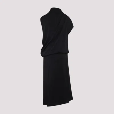 Fabiana Filippi Asymmetric Midi Dress Button Embellishments In Black