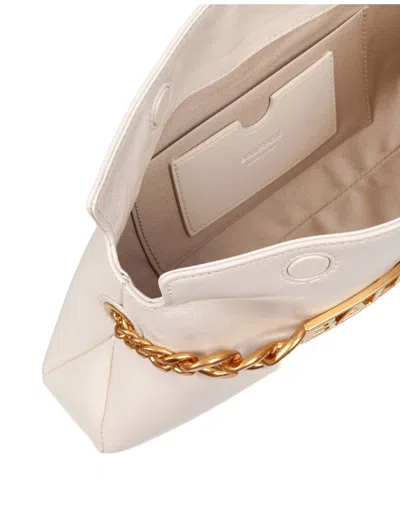 Balmain 1945 Soft Pochette In Wrinkled Calfskin In Metallic