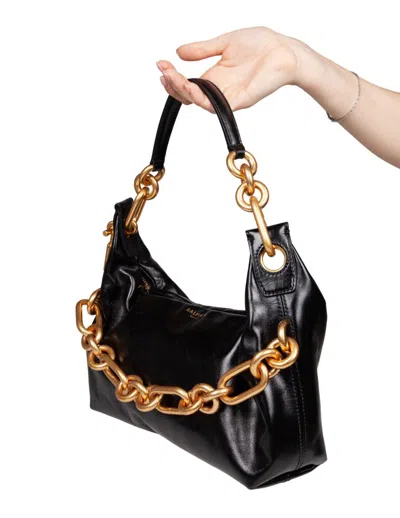 Balmain Sync Shoulder Bag In Soft Leather In Black