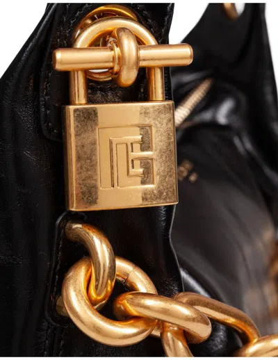 Balmain Sync Shoulder Bag In Soft Leather In Black