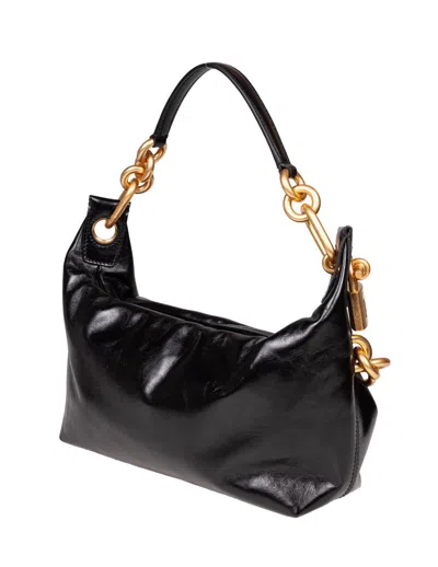 Balmain Sync Shoulder Bag In Soft Leather In Black