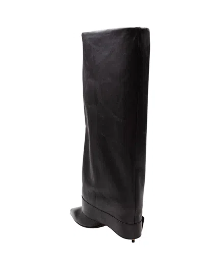 Balmain Anthem Black Slip-on Boots With Decorative Metal Buckle In Leather Woman In Black