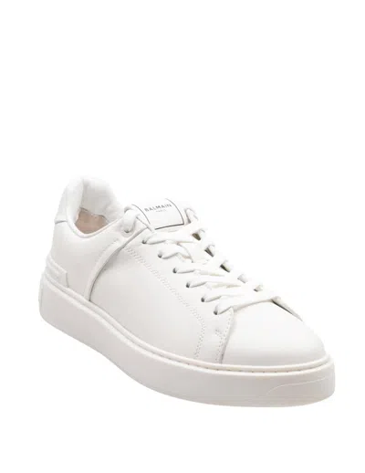 Balmain B-court Leather Sneakers In White
