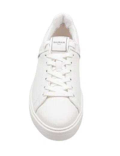 Balmain B-court Leather Sneakers In White
