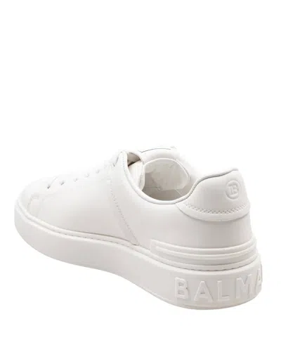 Balmain B-court Leather Sneakers In White