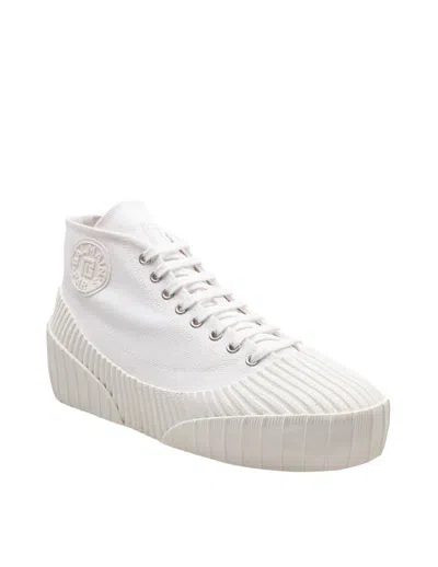 Balmain Riff Low Canvas Sneakers In White