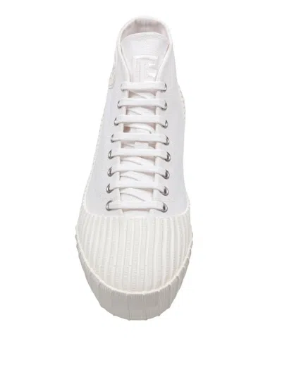 Balmain Riff Low Canvas Sneakers In White