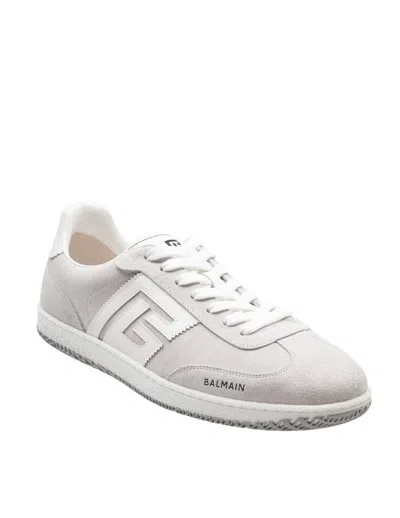 Balmain Swan Sneakers In Suede And Smooth Calfskin In White