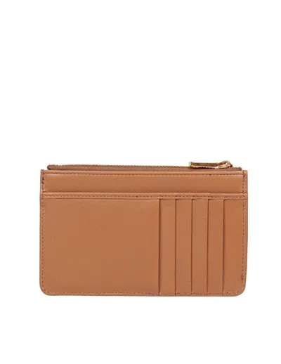 Dolce & Gabbana Caramel Color Plonge Leather Card Holder In Brown