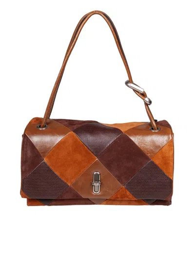 Marc Jacobs The Large Dual Leather Shoulder Bag With Diamond Pattern In Brown