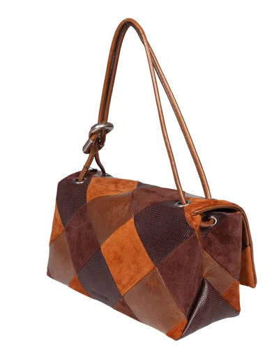 Marc Jacobs The Large Dual Leather Shoulder Bag With Diamond Pattern In Brown