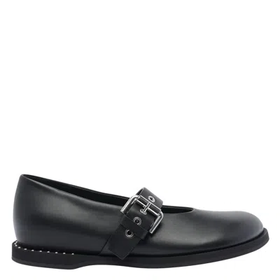 Premiata Buckle-detail Round-toe Ballet Flats In Black