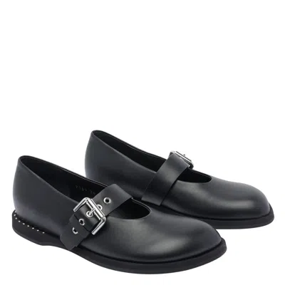 Premiata Buckle-detail Round-toe Ballet Flats In Black