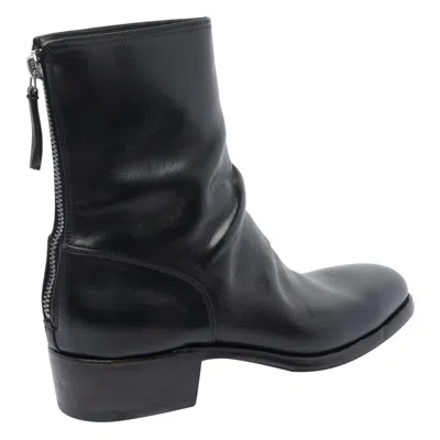 Premiata Heeled Leather Ankle Boots With Round Toe In Black