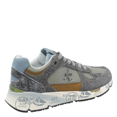 Premiata Suede-panel Lace-up Sneakers In Gray