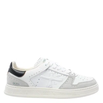 Premiata White Calf Leather Bos Taurus Low Top Sneakers In White