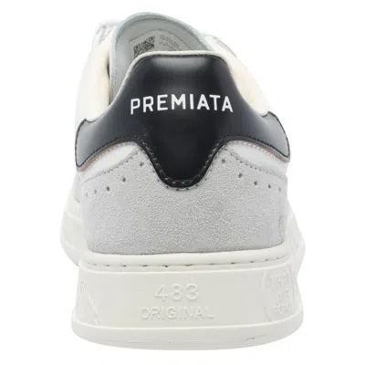 Premiata White Calf Leather Bos Taurus Low Top Sneakers In White
