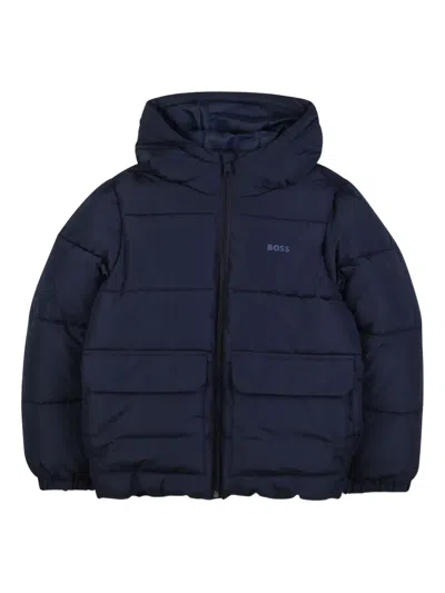 Bosswear Hooded Puffer Jacket In Blue