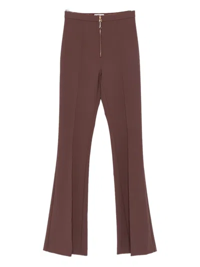 Elisabetta Franchi Flared Brown Trousers With High Waist In Brown