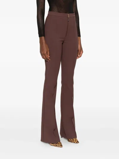 Elisabetta Franchi Flared Brown Trousers With High Waist In Brown