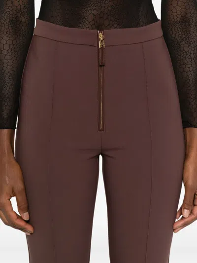 Elisabetta Franchi Flared Brown Trousers With High Waist In Brown