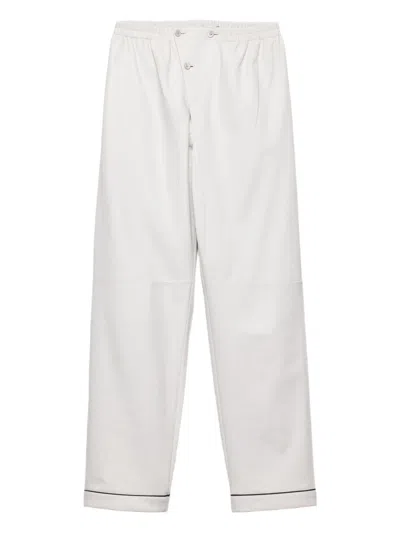 Prada Elasticated-waistband Leather Trousers In White