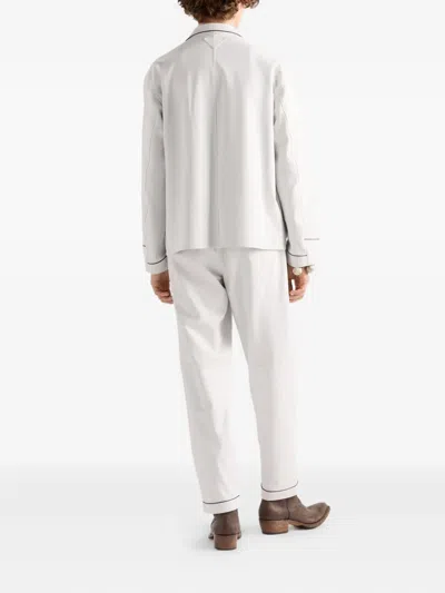 Prada Elasticated-waistband Leather Trousers In White