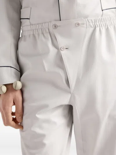 Prada Elasticated-waistband Leather Trousers In White
