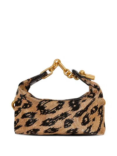 Balmain Sync Mini Leopard Pattern Embroidered Bag In Black