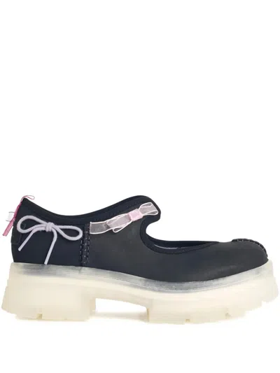 Ugg Mary Jane Flats With Translucent Sole And Decorative Bows In Black