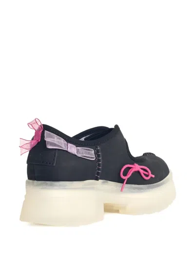 Ugg Mary Jane Flats With Translucent Sole And Decorative Bows In Black