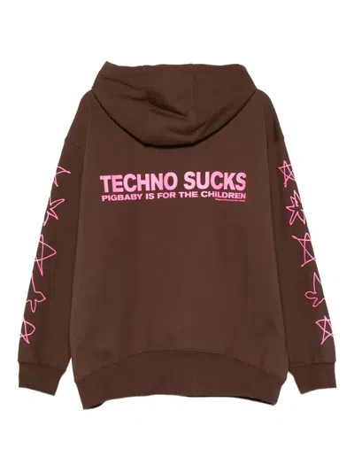Perks And Mini X Pig Baby Graphic-print Hoodie In Brown