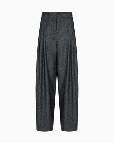 Emporio Armani Trousers Checked Wool Pleated Front In Gray