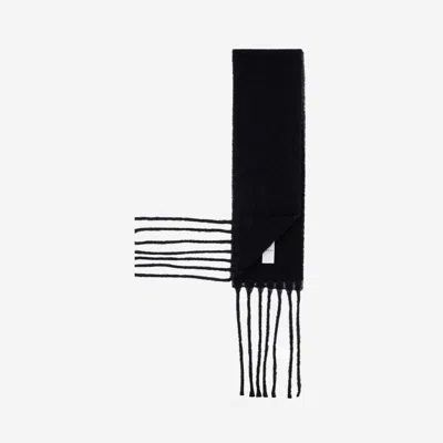 Patou Wool Blend Long Fringe Scarf In Black
