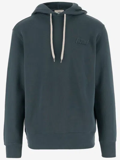 Autry Relaxed Fit Hoodie With Embroidered Logo And Classic Kangaroo Pocket In Green