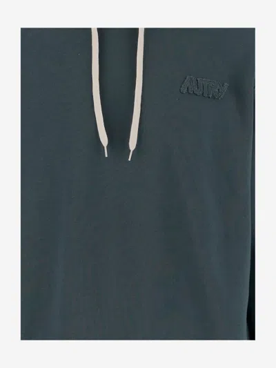 Autry Relaxed Fit Hoodie With Embroidered Logo And Classic Kangaroo Pocket In Green