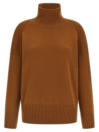 Alberto Biani Knitted Cashmere Sweater With High Neck In Brown