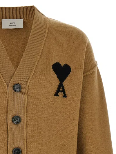 Ami Alexandre Mattiussi Ami Paris 'ami De Coeur' Cardigan In Brown