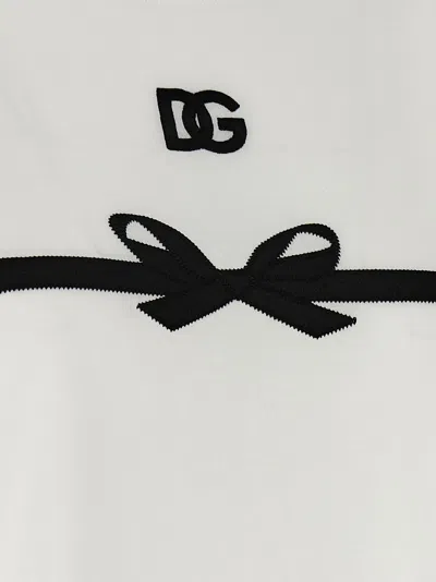 Dolce & Gabbana Embroidered Bow Detail Jersey T-shirt In White