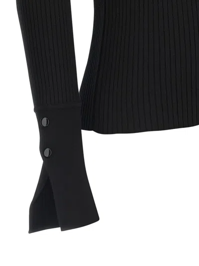 Courrèges Courreges Black Viscose Blend Polo Shirt In Black