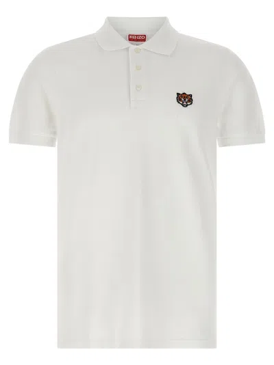 Kenzo Polo Shirt With Happy Tiger Embroidery In White
