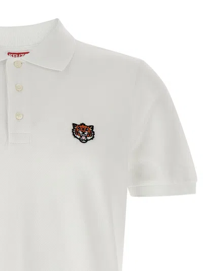Kenzo Polo Shirt With Happy Tiger Embroidery In White