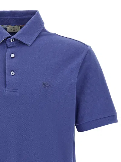 Etro Paisley-print Button Polo Shirt In Blue